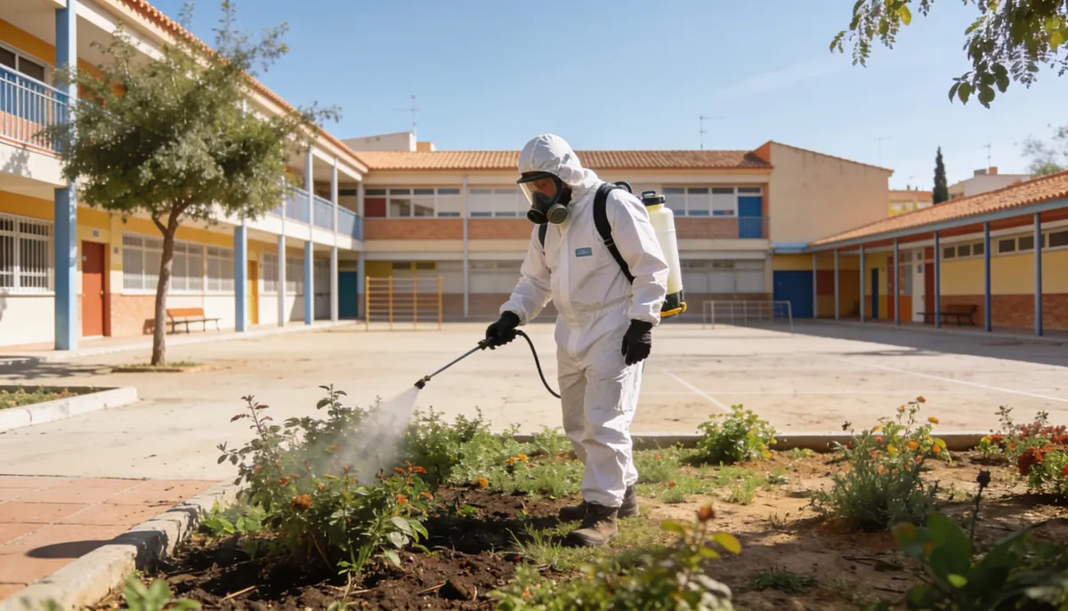 Retirada de nido de avispas en patio de colegio de València - Sanea Plagas