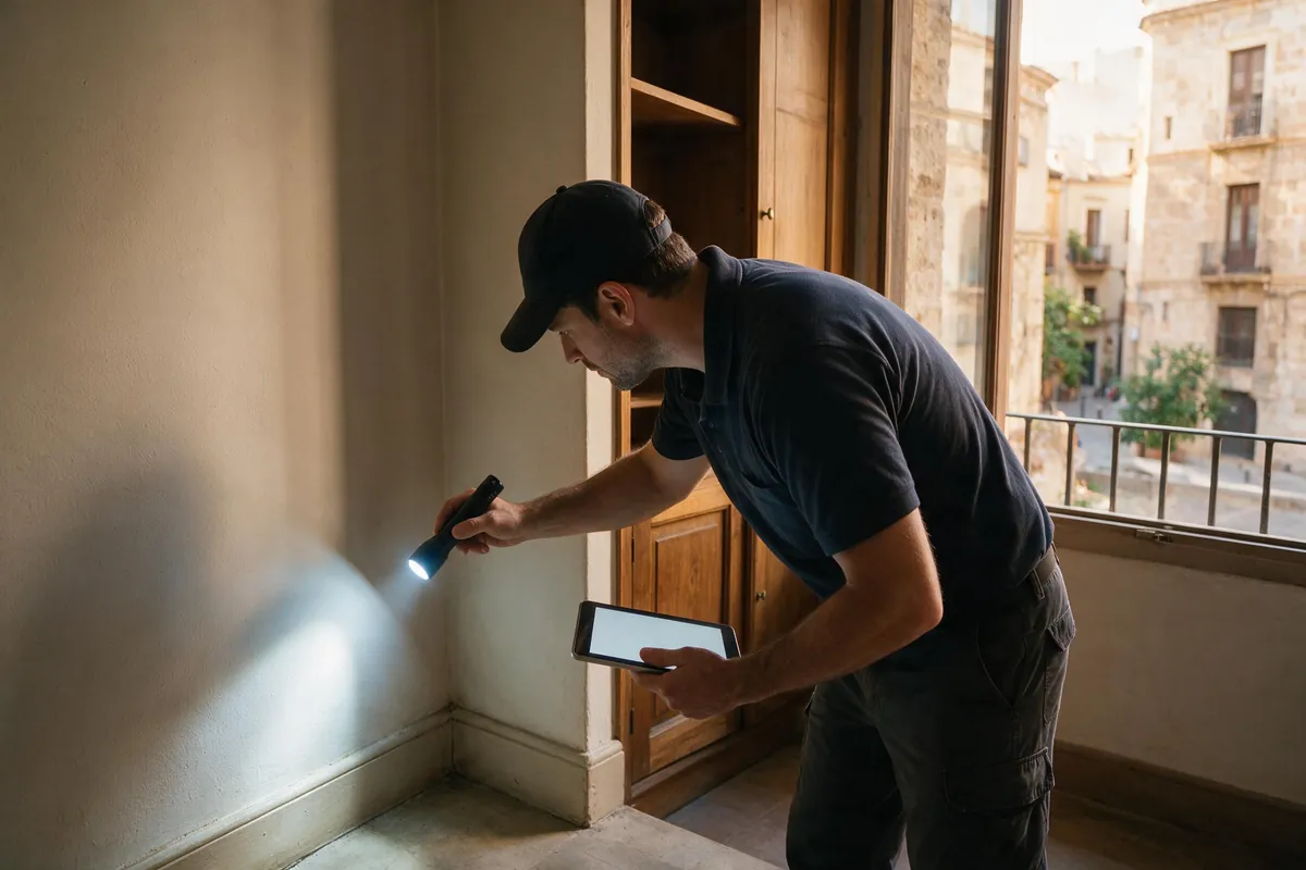 Técnico de control de plagas en una vivienda de València centro - Sanea Plagas