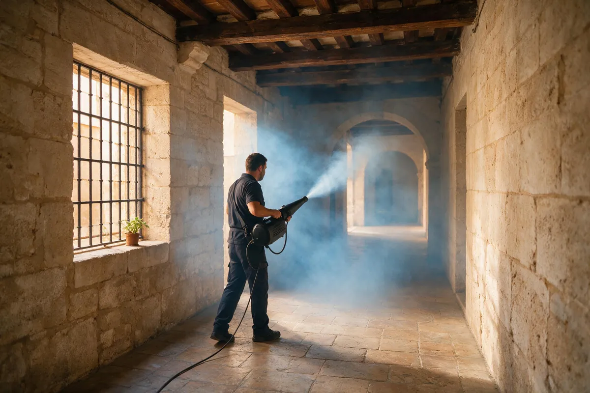 Nebulización de desinfección ambiental en un local de València centro - Sanea Plagas